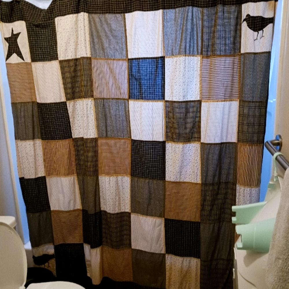 Gently used Farm house shower curtain